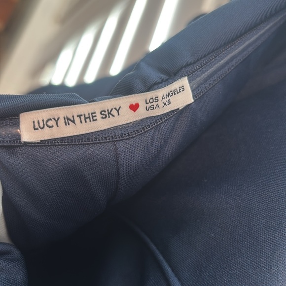 Navy Blue Ruched Straplesss Lucy in the Sky Dress - Picture 3 of 7